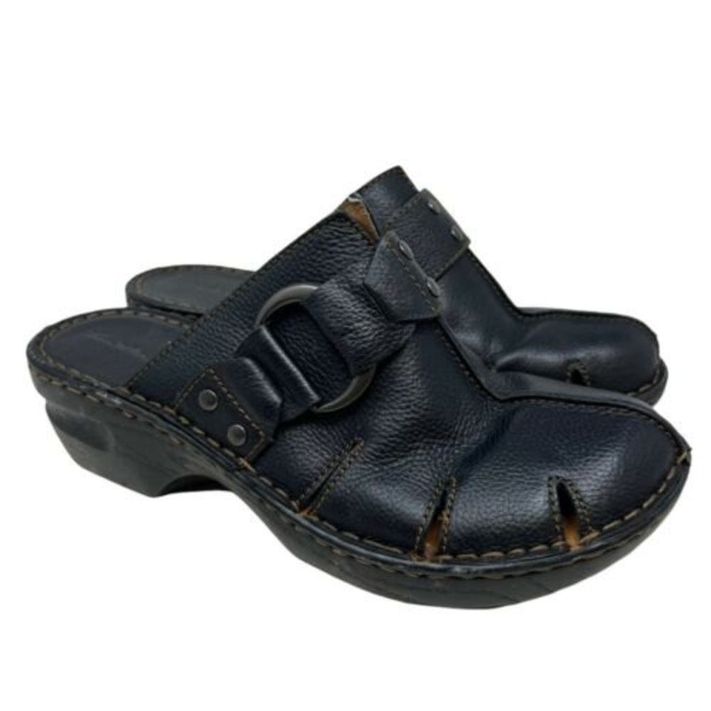 Thom McAn Women's Size 9 M Clogs Gray Leather Slip On Heels Shoes